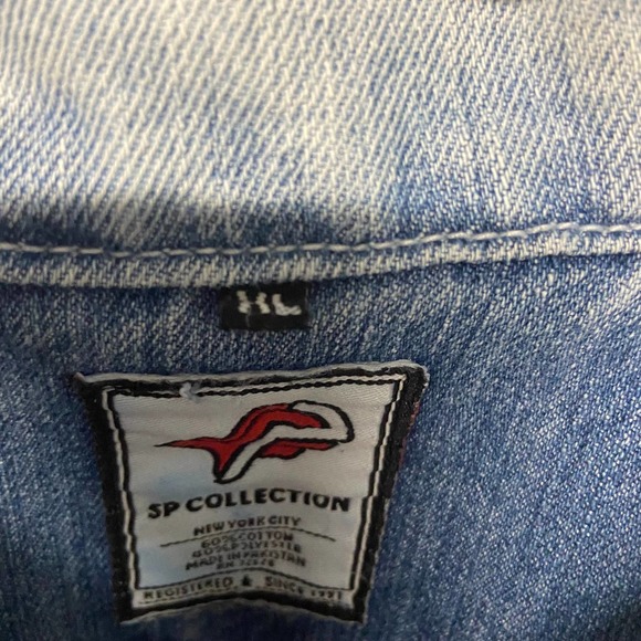 SP Collection South Pole Jacket Denim Distressed Button Up XL Vintage - Picture 10 of 13